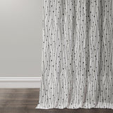 Abstract Modern Geometric White Black Minimalist Semi Sheer Window Curtain AINSLEY