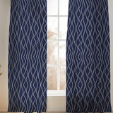 Abstract Modern Geometric Minimalist Blue Semi Sheer Window Curtain MIDNIGHT