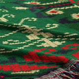 Traditional Nordic Geometric Christmas Embroidery Print Cotton Woven Throw Blanket YULE