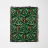 Traditional Nordic Geometric Christmas Embroidery Print Cotton Woven Throw Blanket YULE