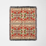 Traditional Nordic Geometric Christmas Embroidery Print Cotton Woven Throw Blanket YULE