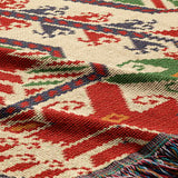 Traditional Nordic Geometric Christmas Embroidery Print Cotton Woven Throw Blanket YULE