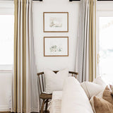 Minimalist Gold Gray White Striped Farmhouse Blackout Window Curtain CASSIDY