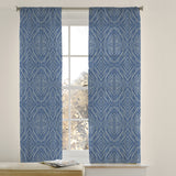 Abstract Modern Geometric Minimalist Blue Semi Sheer Window Curtain AZUL