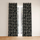 Abstract Organic Floral Geometric Black White Blackout Window Curtain KORI