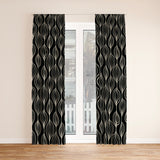 Abstract Organic Floral Geometric Black White Blackout Window Curtain KORI