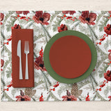 Poppy Flowers Fir Tree Branches Berries Christmas Placemats ANEMONE - Set of 2