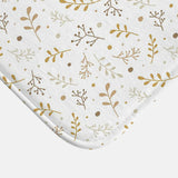 Christmas Gold Branches White Elegant Bath Mat CAROL