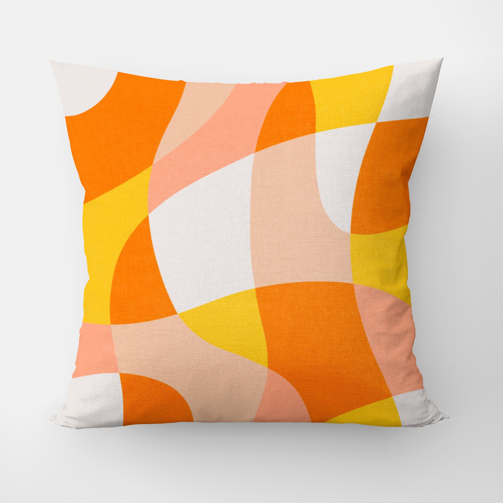 Retro Abstract Geometric Yellow Orange Pillow Cover ZENORA