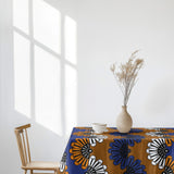 African Kitenge Blue Orange Ethnic Floral Tablecloth ADAMMA