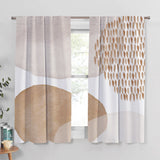 Abstract Art Ivory White Beige Neutral Modern Boho Blackout Window Curtains ADELE - 2 Panels