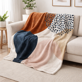 Abstract Art Terracotta Blush Pink Blue Ivory Boho Fleece Throw Blanket ADELE