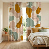 Botanical Abstract Pastel Shapes Boho Blackout Window Curtains ADELINE - 2 Panels