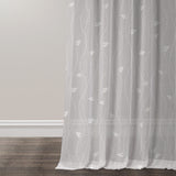 Abstract Modern Minimalist Thin Leaves Grey Semi Sheer Window Curtain ADLEY