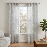 Modern Minimalist White Black Semi Sheer Window Curtain AINSLEY
