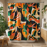 Exotic Jungle Plants Orange Tropical Shower Curtain AMAYA