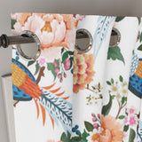 Diamond Pheasant Birds & Flowers Peony Daisies Floral Blackout Window Curtain AMELIA