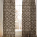 Abstract Modern Geometric Brown White Semi Sheer Window Curtain ATLAS