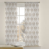 Neutral Abstract Modern Beige White Semi Sheer Window Curtain AVERY