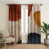 Abstract Art Terracotta Orange Blush Pink Blue Ivory Modern Boho Blackout Window Curtains ADELE - 2 Panels