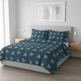 Mid Cenutry Modern Minimalist Geometric Navy Blue Cotton Duvet Cover Set BJORN