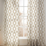 Neutral Abstract Modern Beige Cream Semi Sheer Window Curtain BLAKE