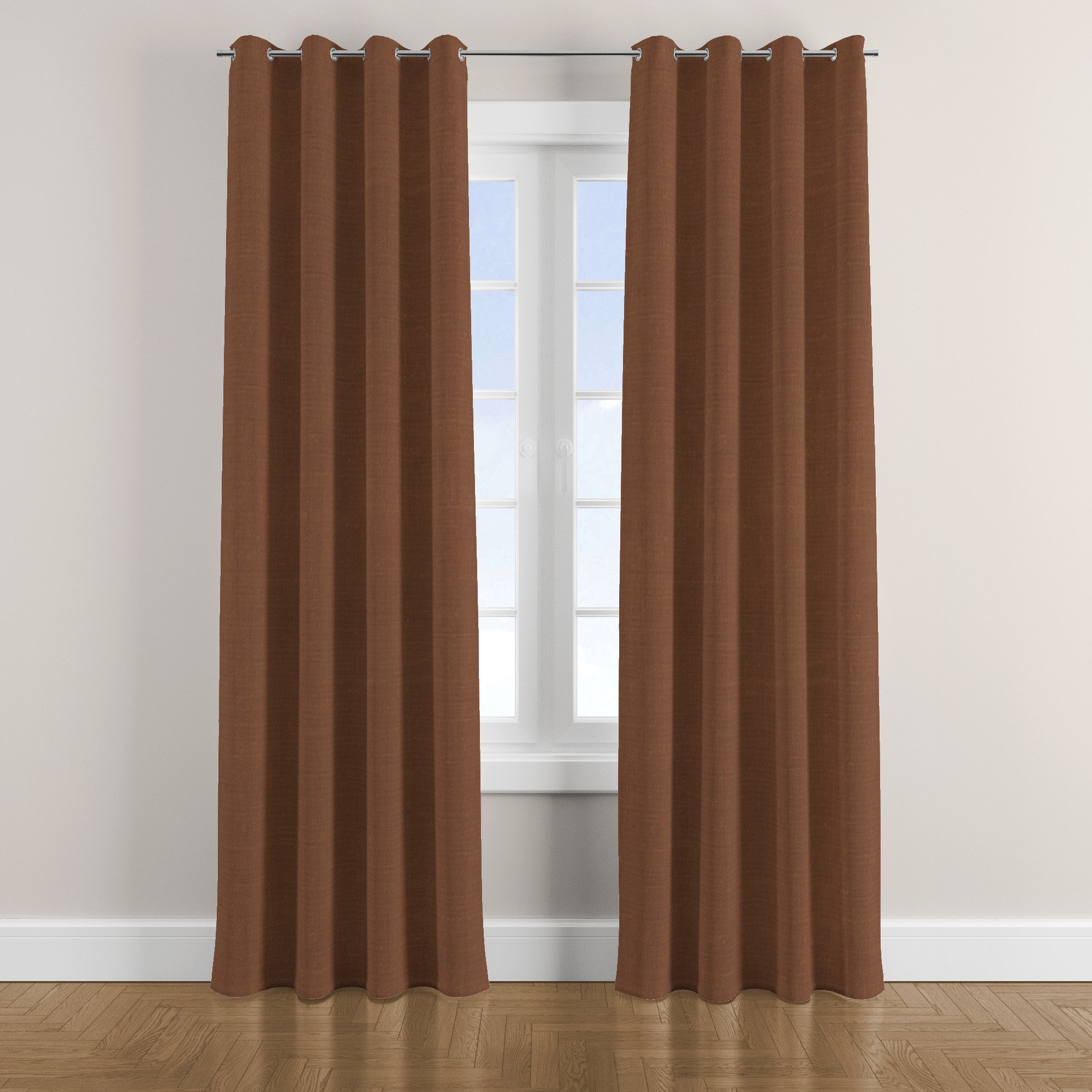 Minimalist Solid Chocolate Brown Blackout Window Curtain BRUNN