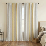 Scandinavian Farmhouse Gold Yellow Striped Geometric Blackout Window Curtain CASSIDY