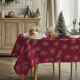 Pine Tree Christmas Foliage Burgundy Tablecloth EVE