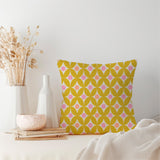 Retro Geometric Yellow Pink Maximalist Dopamine Decor Aesthetic Throw Pillow Cover