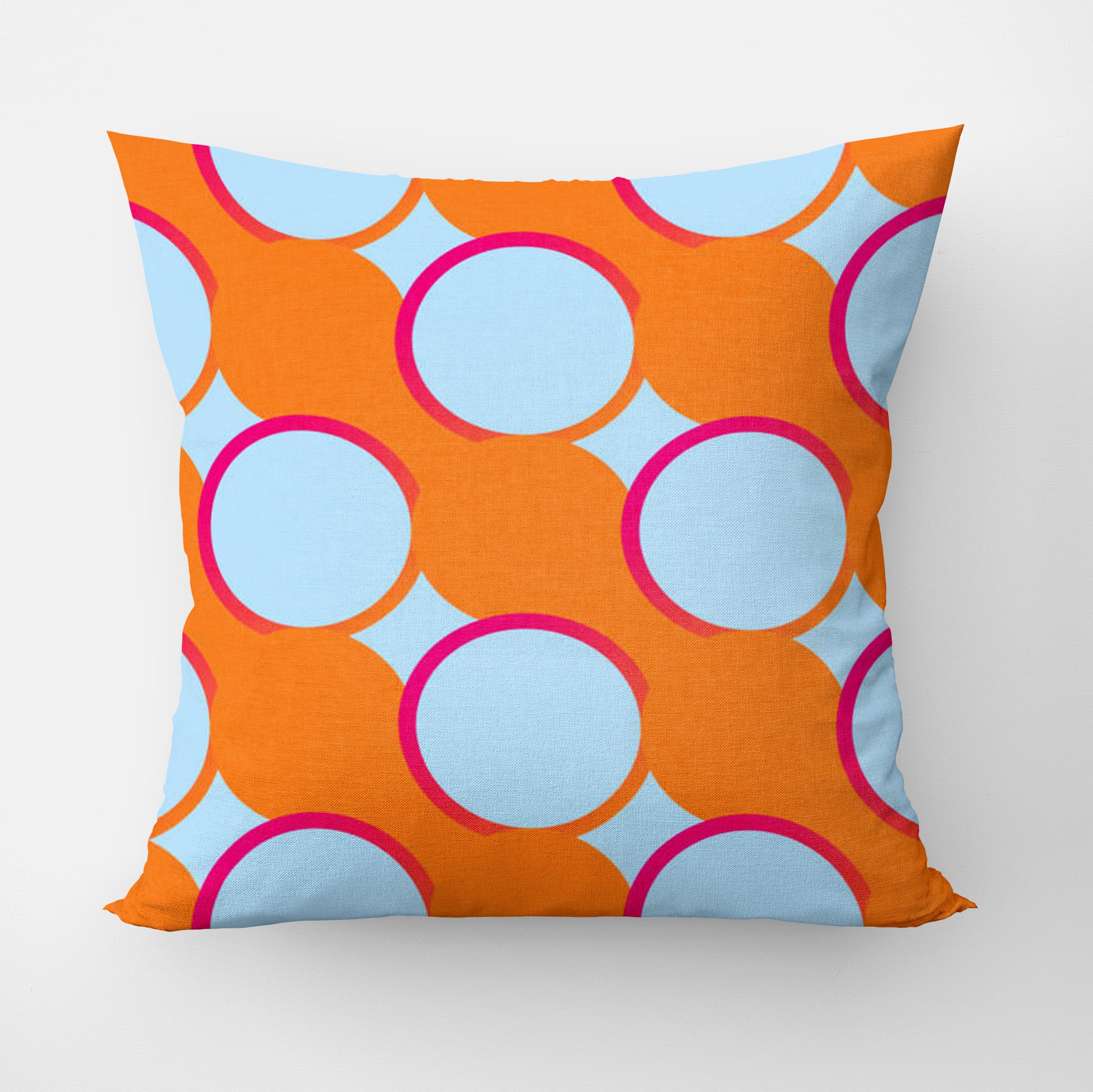 Retro Circle Orange Purple Blue Maximalist Dopamine Decor Aesthetic Throw Pillow Cover