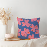 Two-Tone Flowers Blue Pink Maximalist Dopamine Decor Aesthetic Throw Pillow Cover