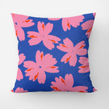 Two-Tone Flowers Blue Pink Maximalist Dopamine Decor Aesthetic Throw Pillow Cover