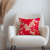 Tropical Plumeria Frangipani Orange Red Magenta Maximalist Dopamine Decor Aesthetic Throw Pillow Cover