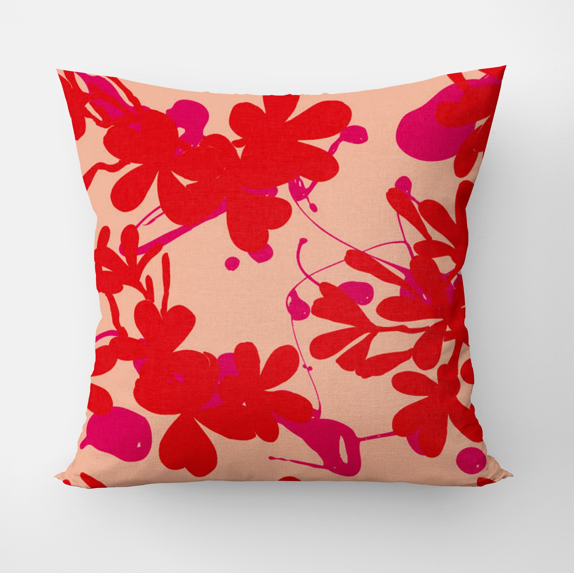 Tropical Plumeria Frangipani Orange Red Magenta Maximalist Dopamine Decor Aesthetic Throw Pillow Cover