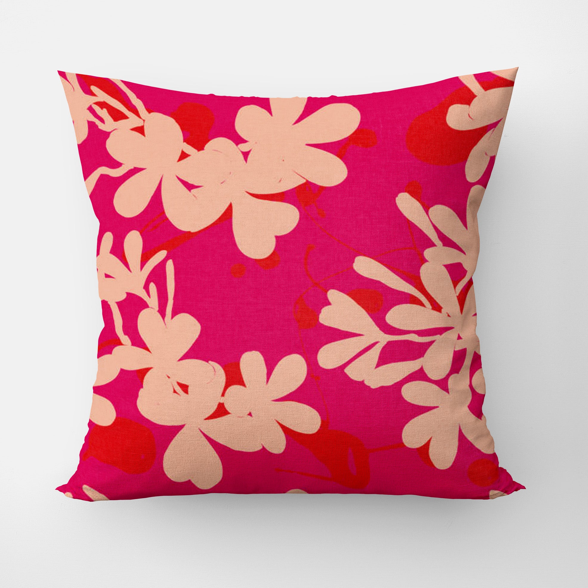 Tropical Plumeria Frangipani Orange Red Magenta Maximalist Dopamine Decor Aesthetic Throw Pillow Cover