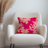 Tropical Plumeria Frangipani Orange Red Magenta Maximalist Dopamine Decor Aesthetic Throw Pillow Cover