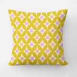 Retro Geometric Yellow Pink Maximalist Dopamine Decor Aesthetic Throw Pillow Cover