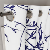 Forest Tree Branches White Navy Blue Botanical Blackout Window Curtain ELOISE