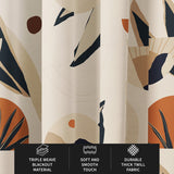 Abstract Modern Natural Colors Beige Organic Shapes Boho Blackout Window Curtain ELOWEN