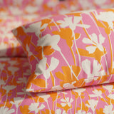 Dopamine Bold Orange Pink Dianthus Floral Cotton Duvet Cover Set DIANTHARA