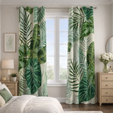 Tropical Plants Leaves Green Blackout Window Curtains DOMINICA - 2 Panels