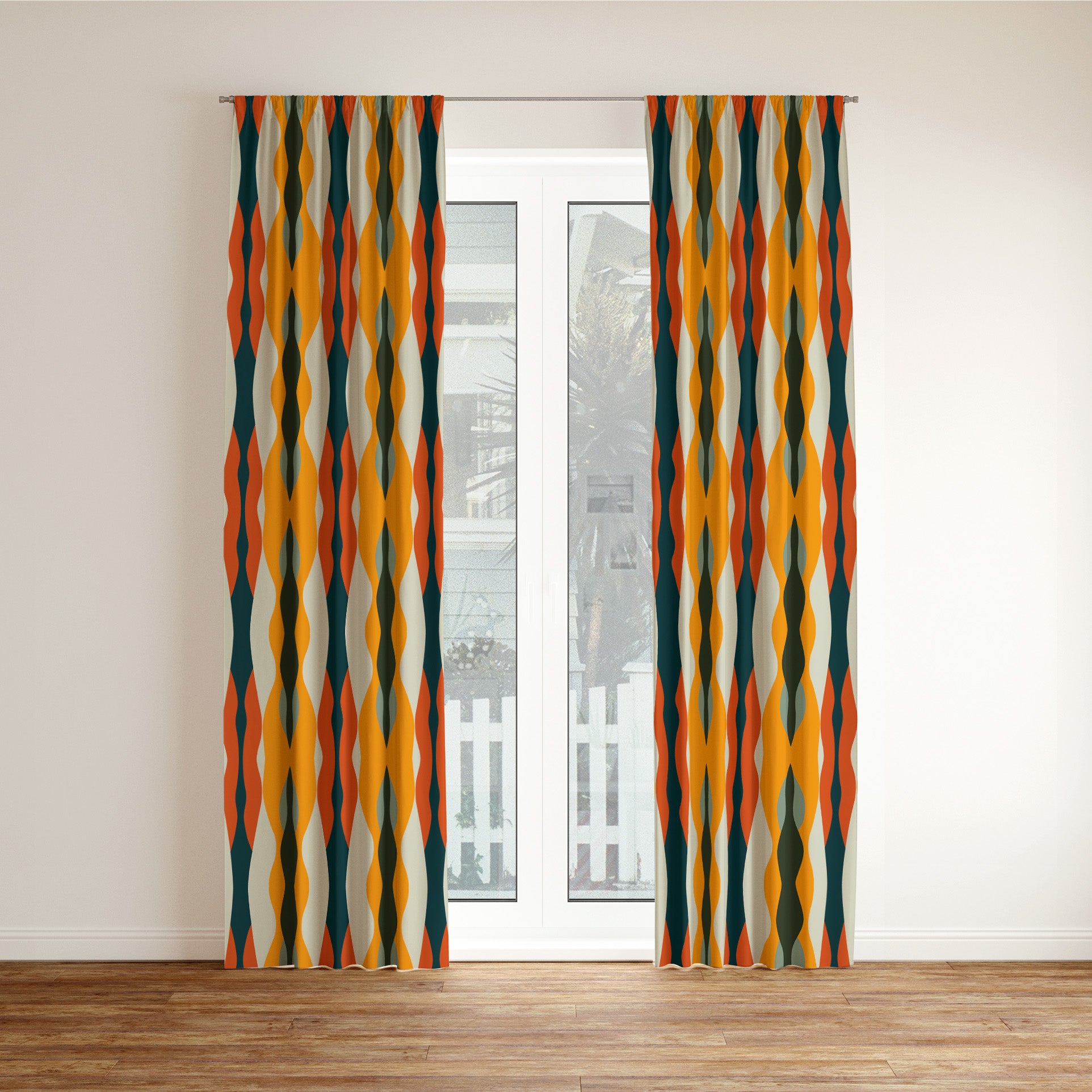 Multicolor Ethnic Mid Century Modern Blackout Window Curtain DUNES