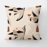 Abstract Modern Boho Natural Colors Beige Organic Shapes Throw Pillow Cover ELOWEN