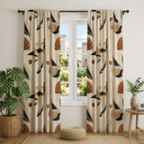 Abstract Modern Natural Colors Beige Boho Blackout Window Curtain ELOWEN