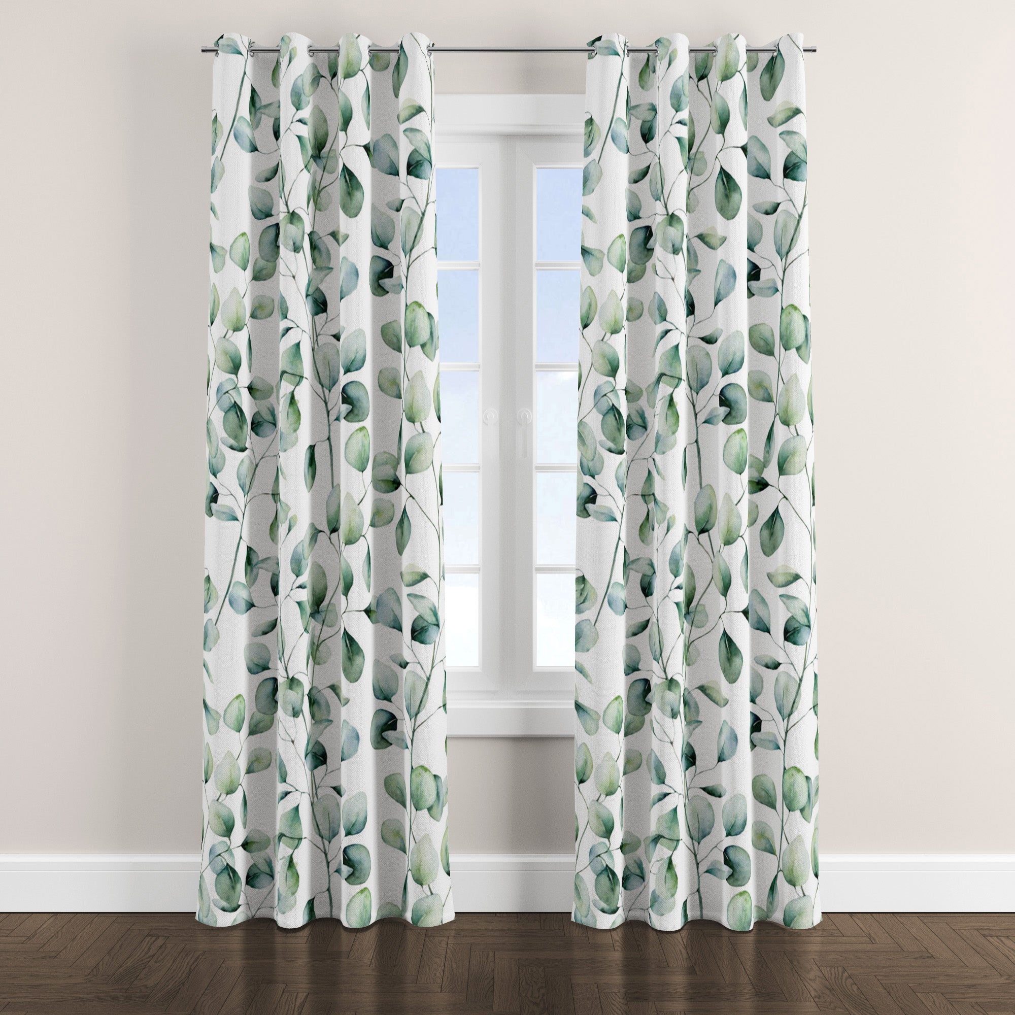 Botanical Farmhouse Eucalyptus Branch Blackout Window Curtain EUCALYPTUS
