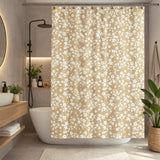 Tiny Flowers Beige White Floral Farmhouse Shower Curtain FLEURETTE