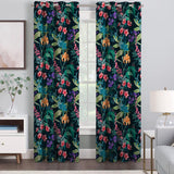 Elegant Botanic Garden Dark Green Floral Blackout Window Curtain GARDEN