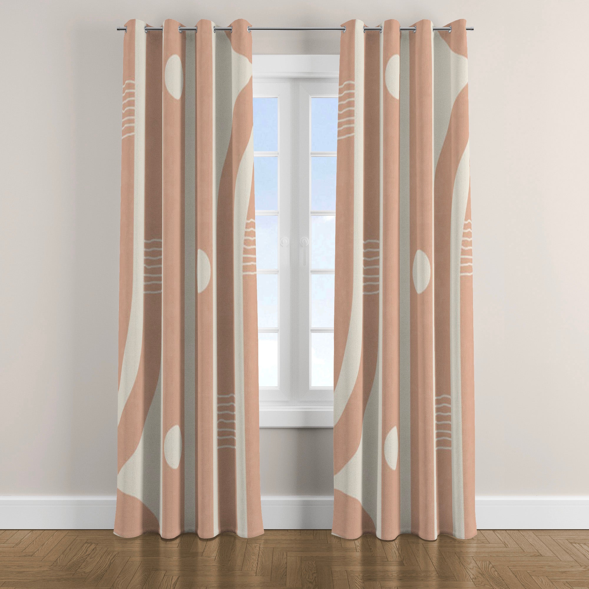 Abstract Geometric Pastel Blush Pink Nordic Blackout Window Curtain ROSETTE