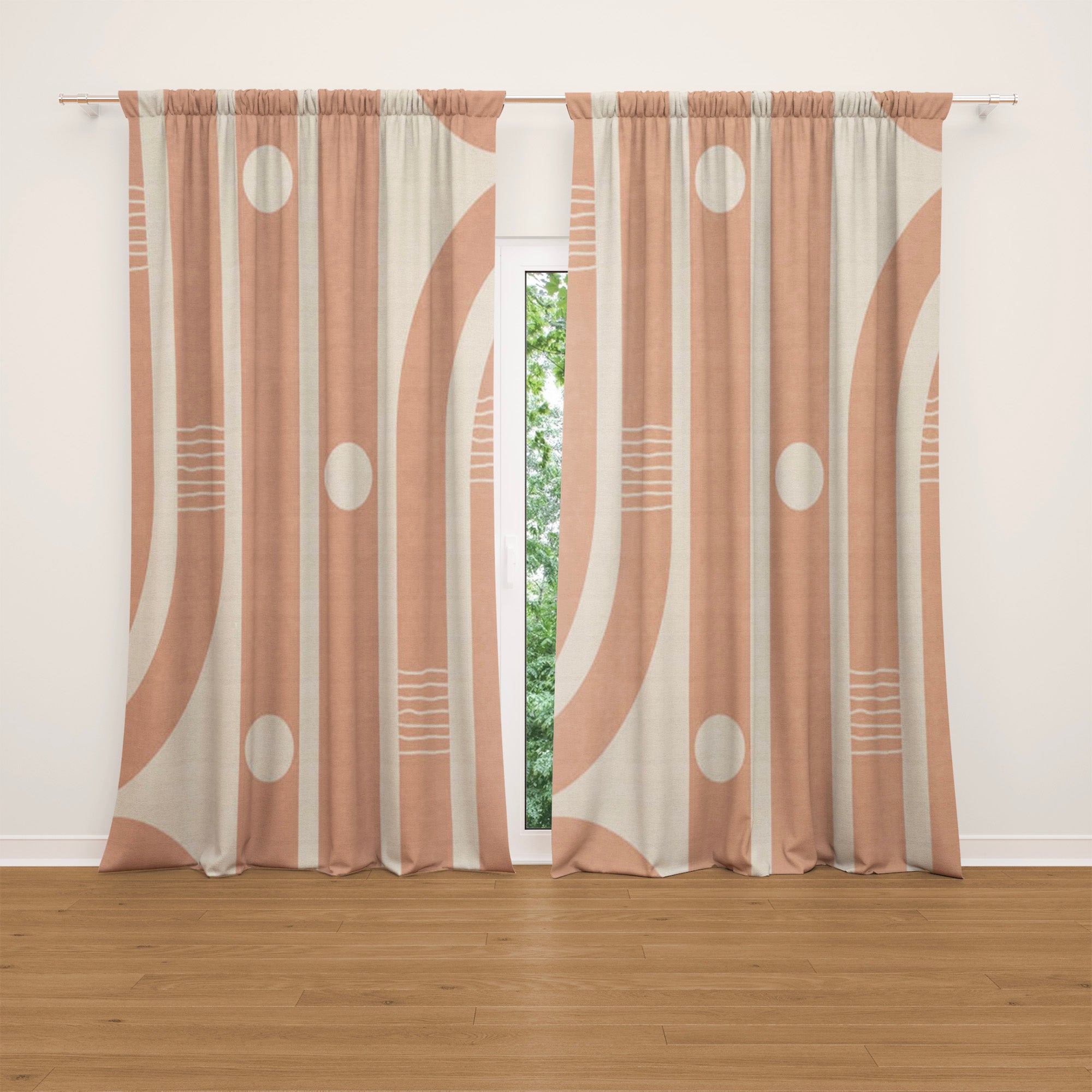 Abstract Geometric Pastel Blush Pink Nordic Blackout Window Curtain ROSETTE
